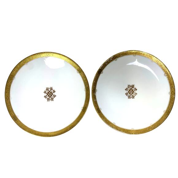 'Escalier de Cristal' Paris Antique Late 1800's Gilded Plates-Set of 2-Read